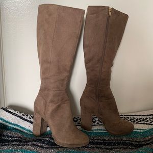 Brown Faux-Suede Knee High Boot 8.5